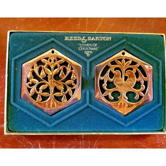 Reed & Barton Twelve Days of Christmas Ornaments Vintage 1983 Silver Gold - Picture 1 of 7